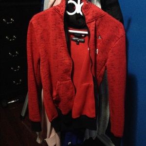 Red zip up hoodie
